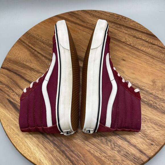 VANS SK8 HI Shoes Womens 7.5 Red Suede Skateboarding Comfort Walking Sneakers - Picture 6 of 8